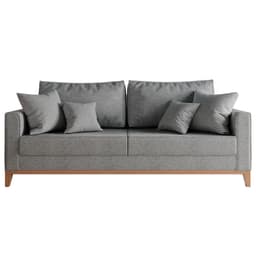 Sofá 3 Lugares Beny Base de Madeira Linho Cotton Cinza