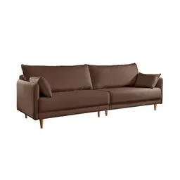 Sofá 3 Lugares Bipartido Vittro Linho Marrom 220 cm