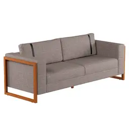 Sofá 3 Lugares Lin Linho Cinza e Amêndoa 230 cm