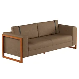 Sofá 3 Lugares Lin Linho Marrom e Amêndoa 200 cm
