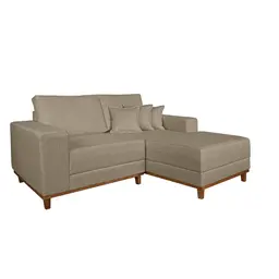 Sofá 3 Lugares Mônaco com Chaise Direito Linho Bege
