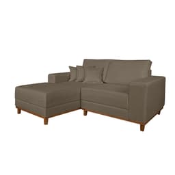 Sofá 3 Lugares Mônaco com Chaise Esquerdo Linho Marrom Claro