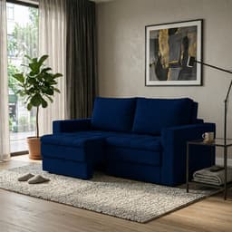 Sofá 3 Lugares Retrátil Berna Linho Azul Marinho 180 cm