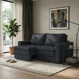 Sofá 3 Lugares Retrátil Berna Suede Grafite 180 cm