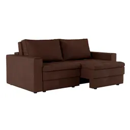 Sofá 3 Lugares Retrátil Berna Suede Marrom 210 cm