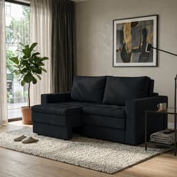 Sofá 3 Lugares Retrátil Berna Suede Preto 180 cm
