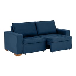 Sofá 3 Lugares Retrátil Classic Linho Azul Marinho 180 cm