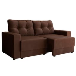 Sofá 3 Lugares Retrátil Lubeck I Suede Marrom 210 cm