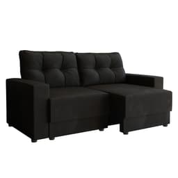 Sofá 3 Lugares Retrátil Lubeck I Suede Preto 210 cm