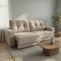 Sofá 3 Lugares Retrátil Lubeck Linho Cru