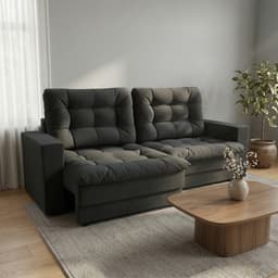 Sofá 3 Lugares Retrátil Lubeck Plush Suede Grafite