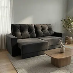 Sofá 3 Lugares Retrátil Lubeck Suede Grafite 180 cm