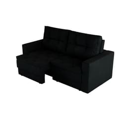 Sofá 3 Lugares Retrátil Lucerna Suede Preto 180 cm