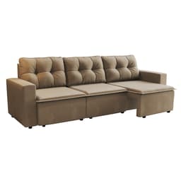 Sofá 3 Lugares Retrátil Nairóbi Suede Bege 210 cm