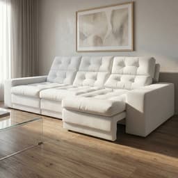Sofá 3 Lugares Retrátil e Reclinável Baden Linho Cru 230 cm