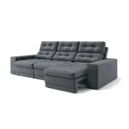 Sofá 3 Lugares Retrátil e Reclinável Baden Suede Grafite 230 cm