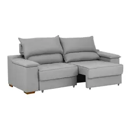 Sofá 3 Lugares Retrátil e Reclinável Baris com USB Linho Cinza 230 cm