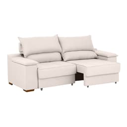 Sofá 3 Lugares Retrátil e Reclinável Baris com USB Linho Cru 230 cm