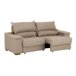Sofá 3 Lugares Retrátil e Reclinável Baris com USB Suede Bege 230 cm