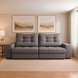 Sofá 3 Lugares Retrátil e Reclinável Biarritz Suede Castanho