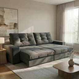 Sofá 3 Lugares Retrátil e Reclinável Biarritz Suede Grafite