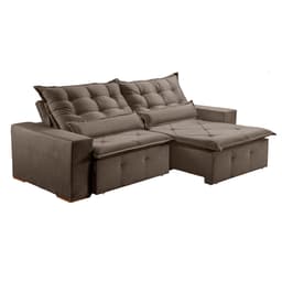 Sofá 3 Lugares Retrátil e Reclinável França Suede Marrom