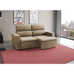 Sofá 3 Lugares Retrátil e Reclinável Hanôver I Suede Bege 210 cm