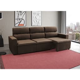 Sofá 3 Lugares Retrátil e Reclinável Hanôver II Suede Marrom 210 cm