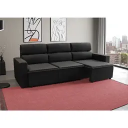 Sofá 3 Lugares Retrátil e Reclinável Hanôver II Suede Preto 210 cm