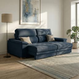 Sofá 3 Lugares Retrátil e Reclinável Lupin Linho Azul Marinho 180 cm