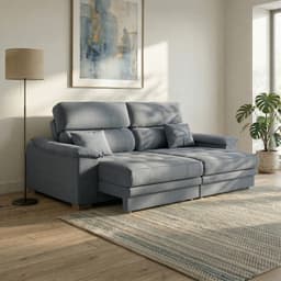 Sofá 3 Lugares Retrátil e Reclinável Lupin Linho Cinza 180 cm