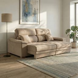 Sofá 3 Lugares Retrátil e Reclinável Lupin Velosuede Bege 180 cm
