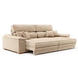 Sofá 3 Lugares Retrátil e Reclinável Lupin Velosuede Bege 214 cm