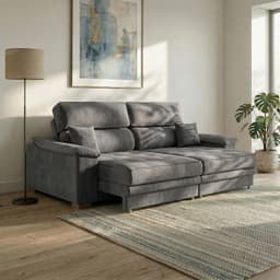 Sofá 3 Lugares Retrátil e Reclinável Lupin Velosuede Grafite 180 cm