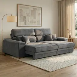 Sofá 3 Lugares Retrátil e Reclinável Lupin Velosuede Grafite 214 cm
