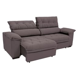 Sofá 3 Lugares Retrátil e Reclinável Piemont Suede Bege 200 cm