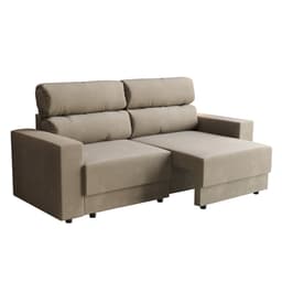 Sofá 3 Lugares Retrátil e Reclinável Porto Alegre Suede Bege 180 cm