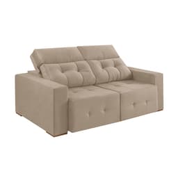 Sofá 3 Lugares Retrátil e Reclinável Roma Suede Bege 180 cm