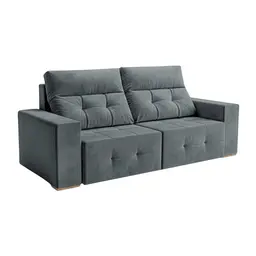 Sofá 3 Lugares Retrátil e Reclinável Roma Suede Cinza 180 cm