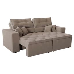 Sofá 3 Lugares Retrátil e Reclinável Tulum Suede Bege 220 cm