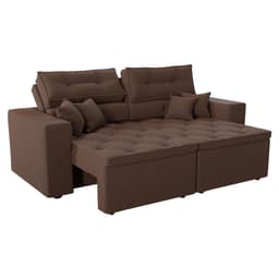 Sofá 3 Lugares Retrátil e Reclinável Tulum Suede Marrom 180 cm