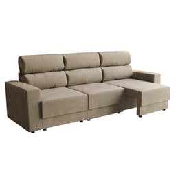 Sofá 3 Lugares Retrátil e Reclinável Videira Suede Bege 210 cm