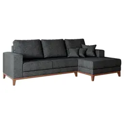 Sofá 4 Lugares Belgrado com Chaise Direito Linho Grafite 250 cm