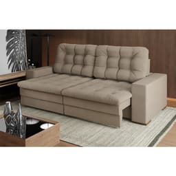 Sofá 4 Lugares Retrátil Lubeck Plush Suede Bege 250 cm