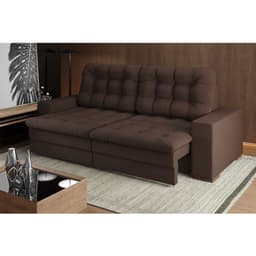 Sofá 4 Lugares Retrátil Lubeck Plush Suede Marrom 250 cm