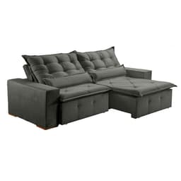 Sofá 4 Lugares Retrátil e Reclinável França Suede Cinza