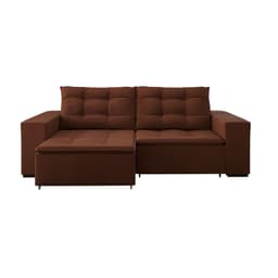Sofá 4 Lugares Retrátil e Reclinável Luther Veludo Marrom 260 cm