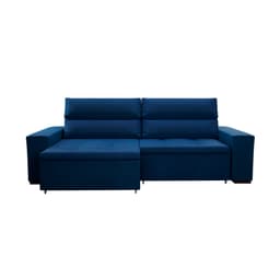 Sofá 4 Lugares Retrátil e Reclinável Spencer Veludo Azul Marinho 260 cm