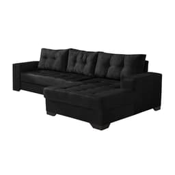 Sofá 5 Lugares Dijon com Chaise Direito Suede Preto