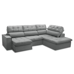 Sofá 5 Lugares Retrátil e Reclinável Arezzo com Chaise Direito Veludo Prata